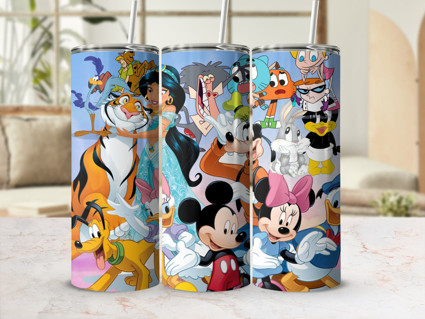 Colorful Cartoon Character Print Insulated Tumbler