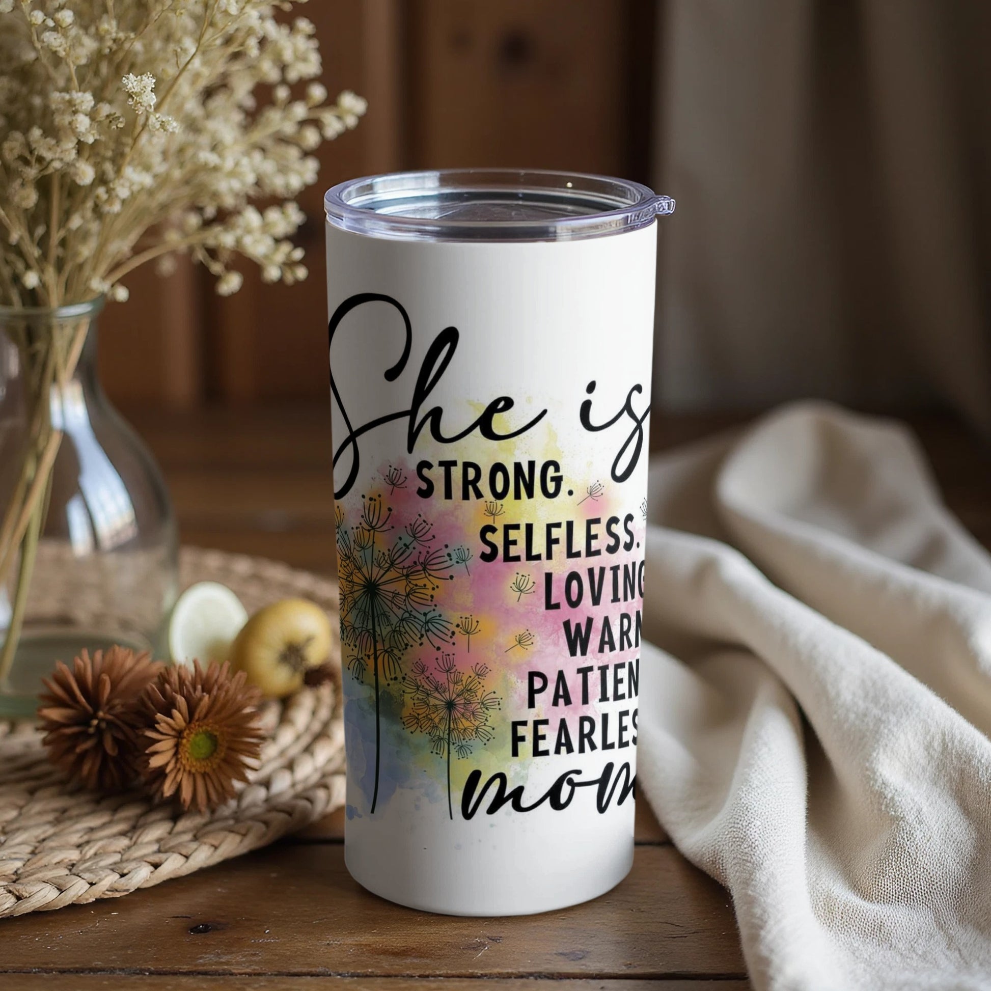 She is Strong Selfless Loving Warm Fearless Mom product