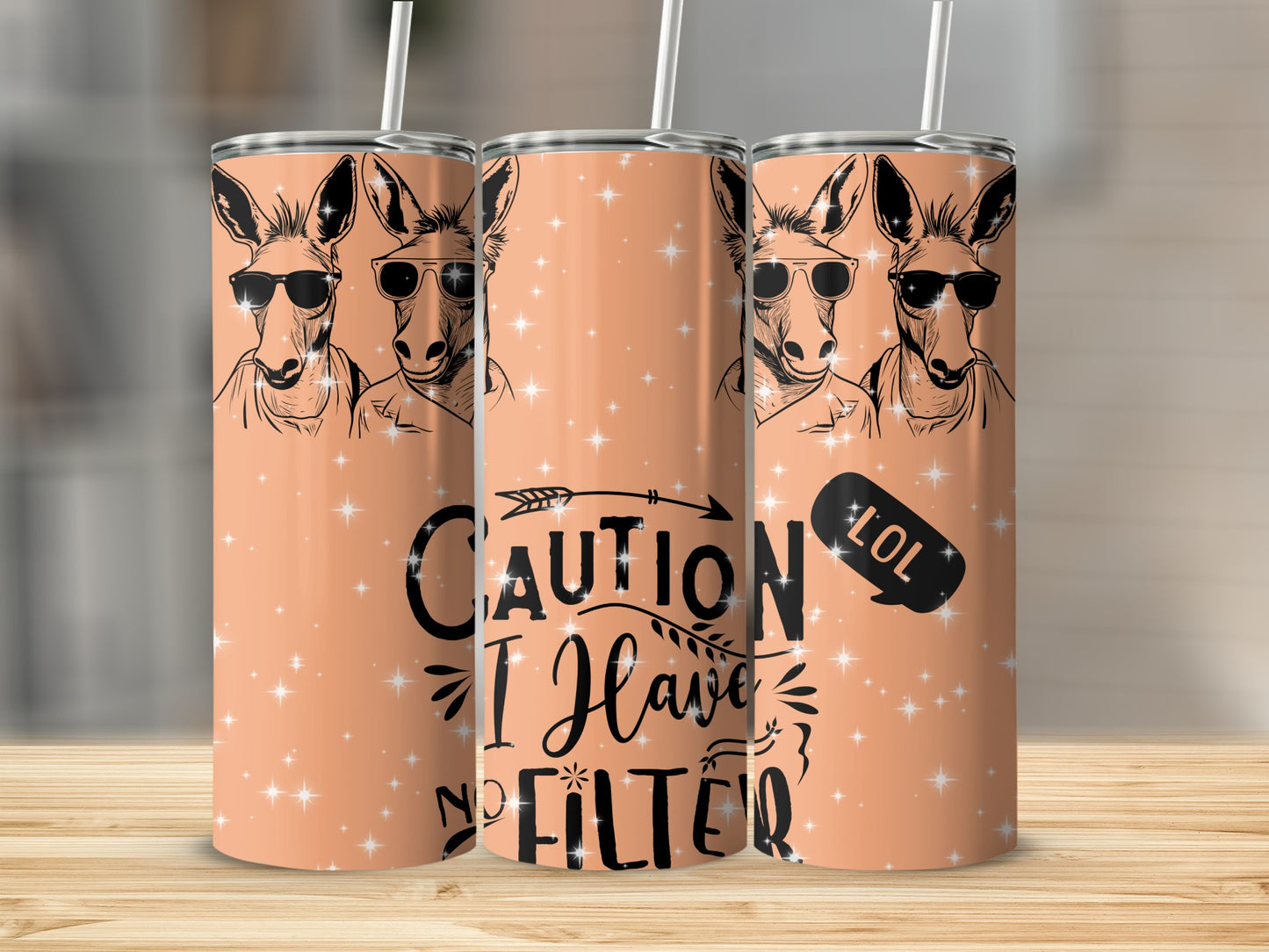 Caution I Have No Filter LOL Funny Animal Design Tumbler