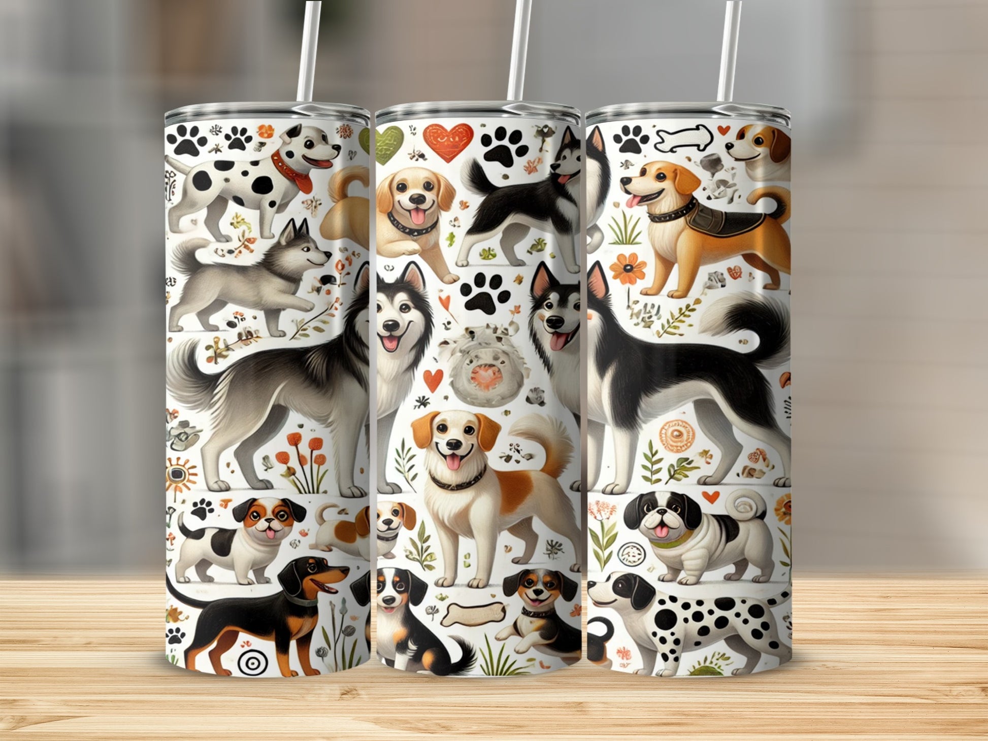 Cute Dog Illustration Design Tumbler Cup
