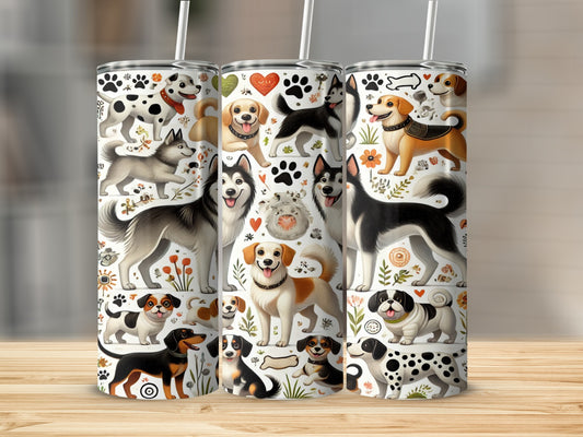 Cute Dog Illustration Design Tumbler Cup