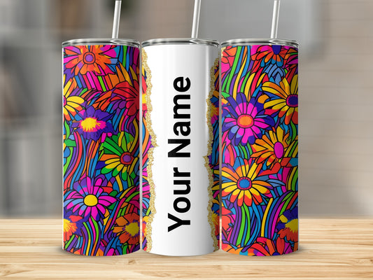 Colorful Floral Design Personalized Tumbler