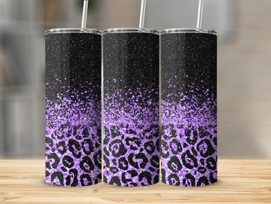 Glitter Leopard Ombre Purple and Black Tumbler product