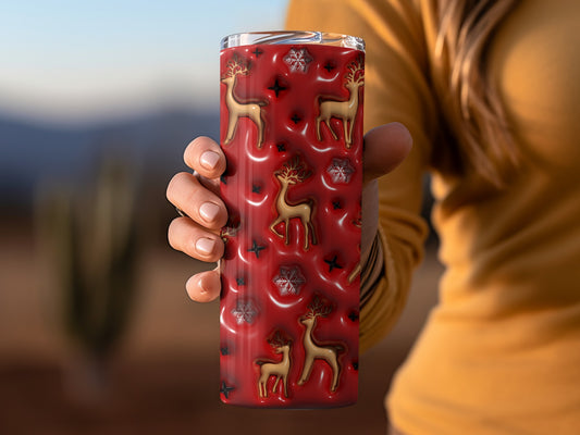 Festive Reindeer and Snowflake Insulated Tumbler