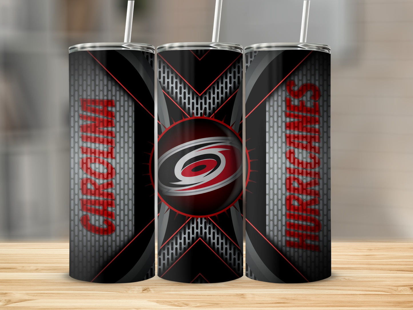 Carolina Hurricanes NHL Design Metal Style Background Tumblers