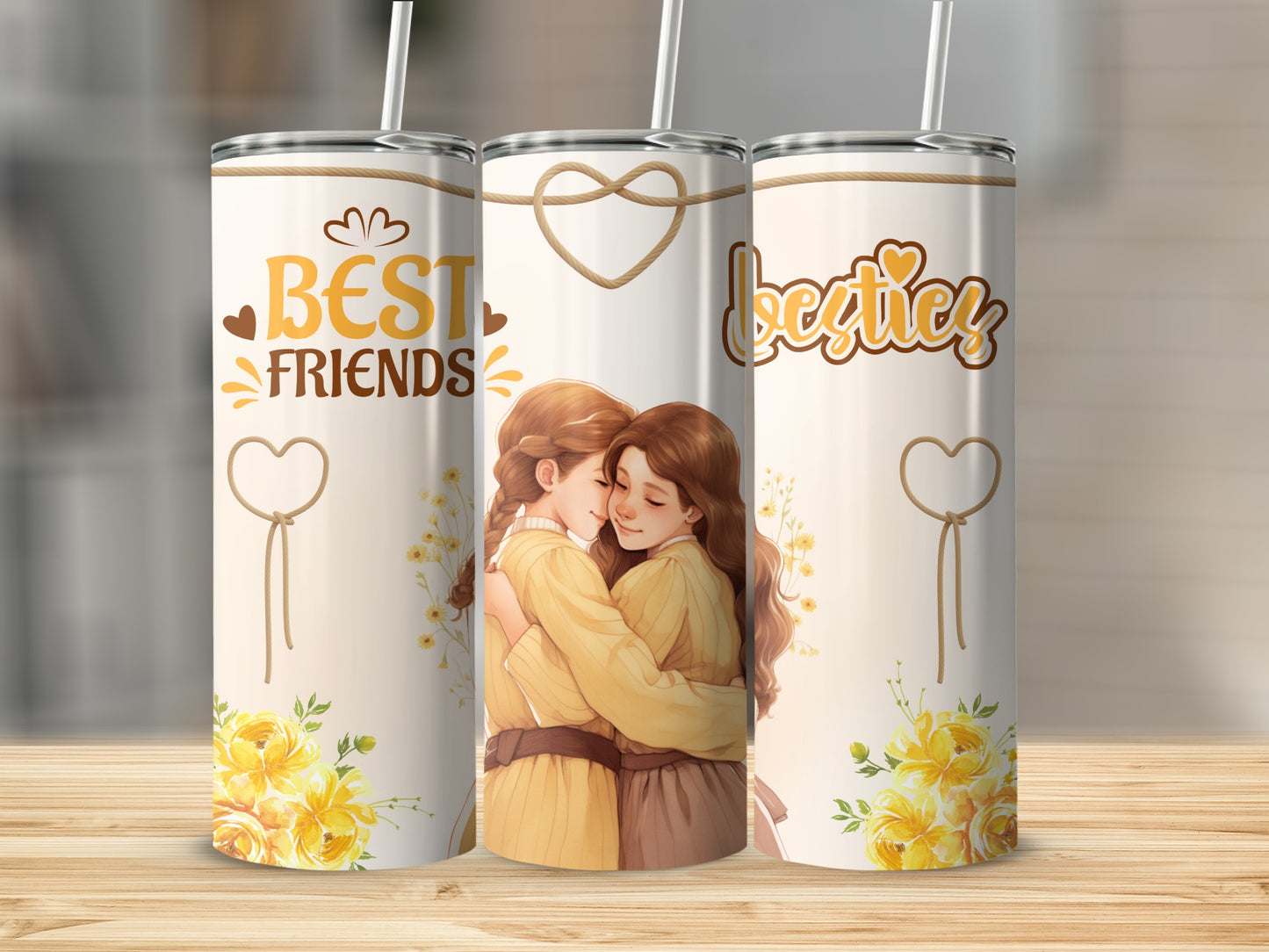 Best Friends Floral Design Tumbler For Gift