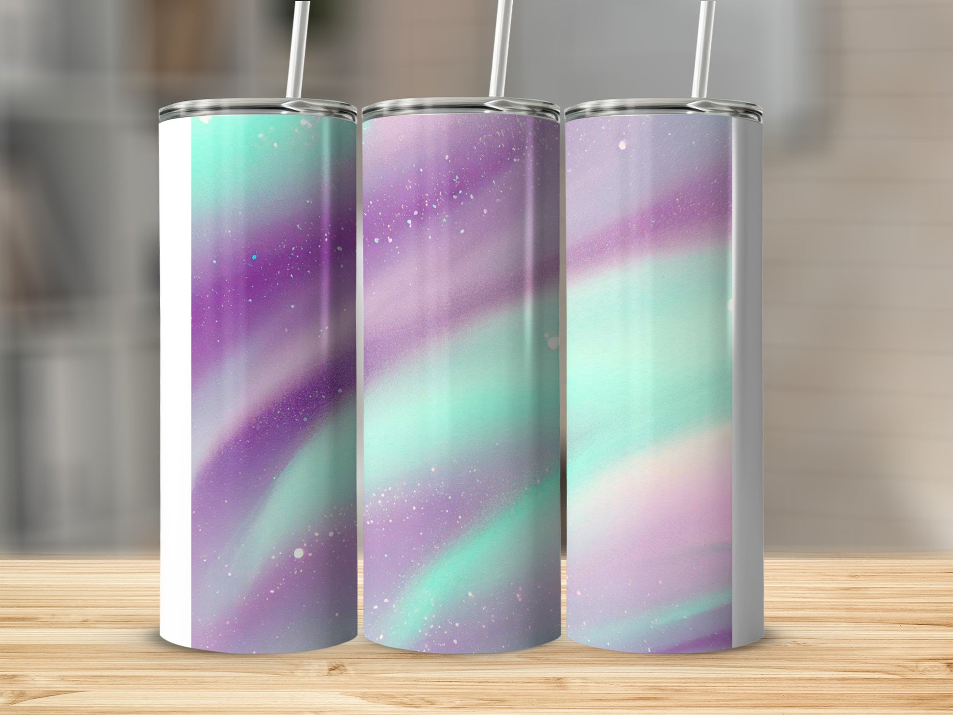 Cosmic Aurora Borealis Inspired Tumbler for Beverage