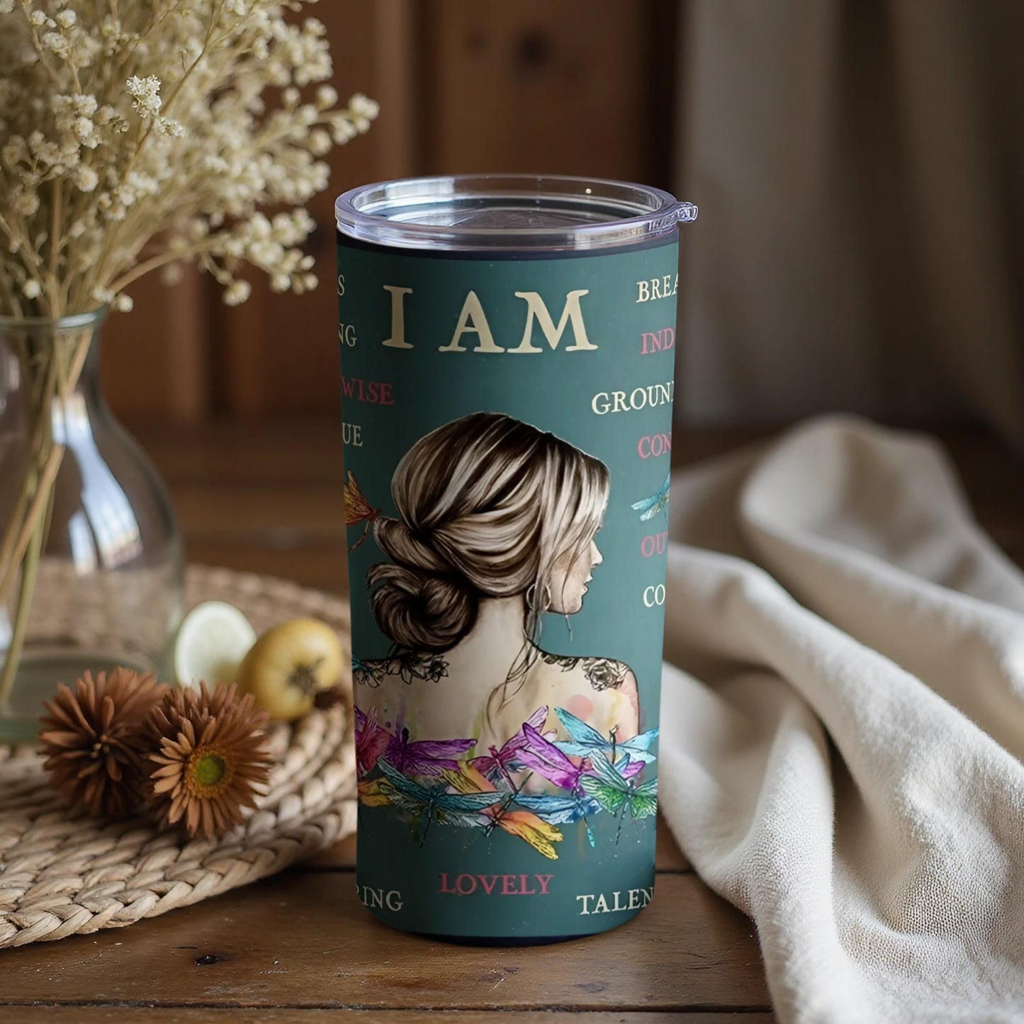 I AM Inspirational Art Design Drinkware Tumbler