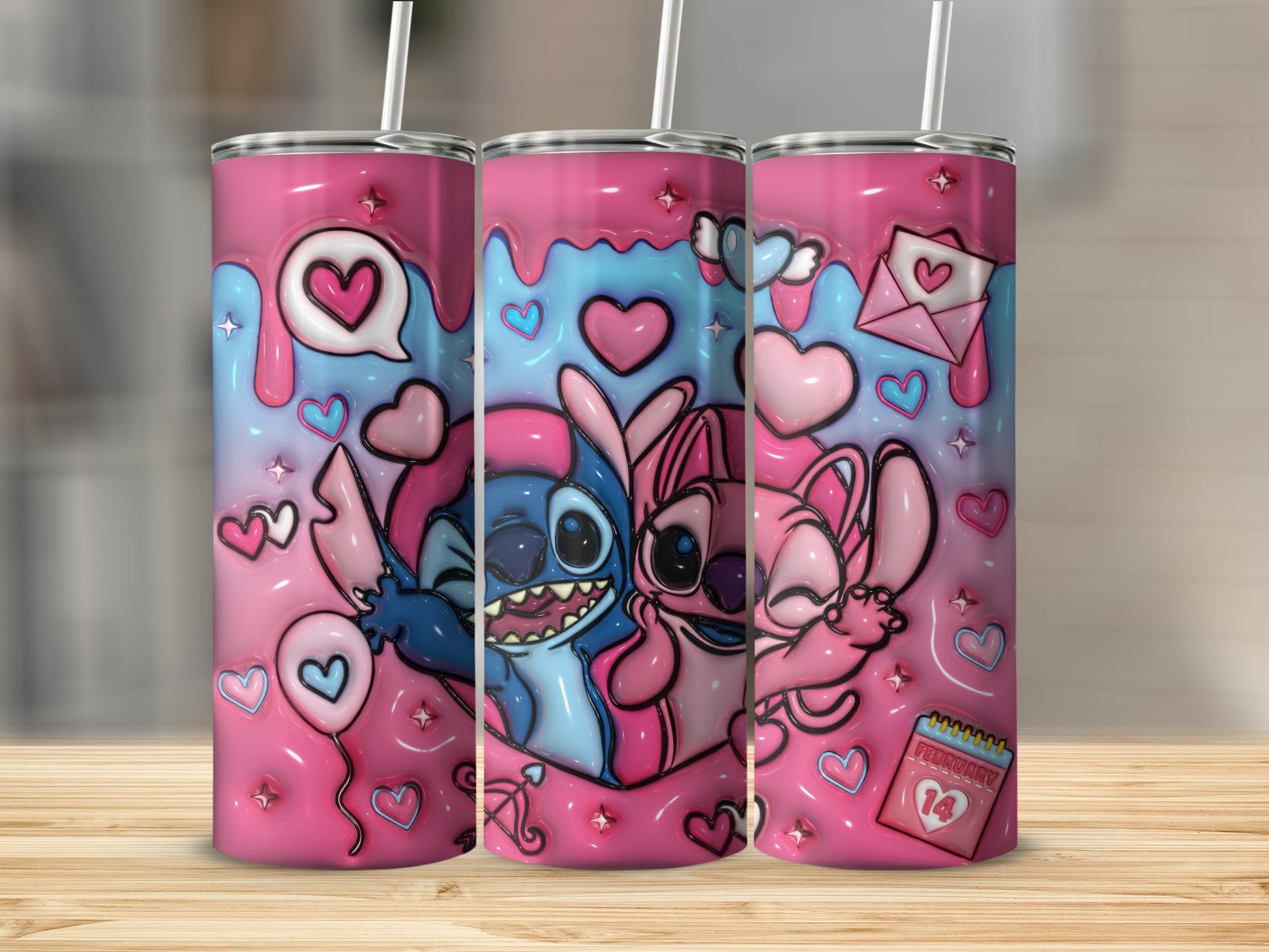 Adorable Cartoon Characters Valentine's Day Design Tumbler