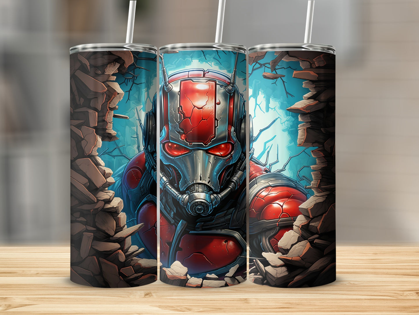 Intense Red Armored Warrior Design Tumbler