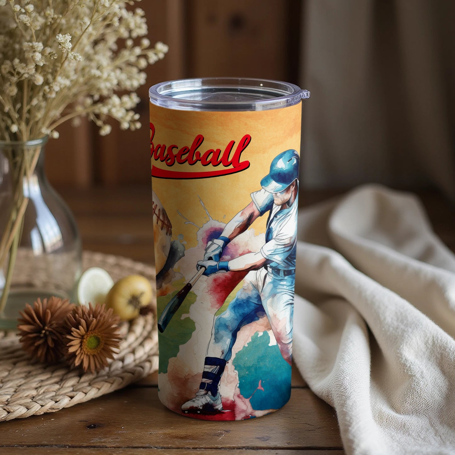Vintage Baseball Art Tumbler Perfect Gift for Fans