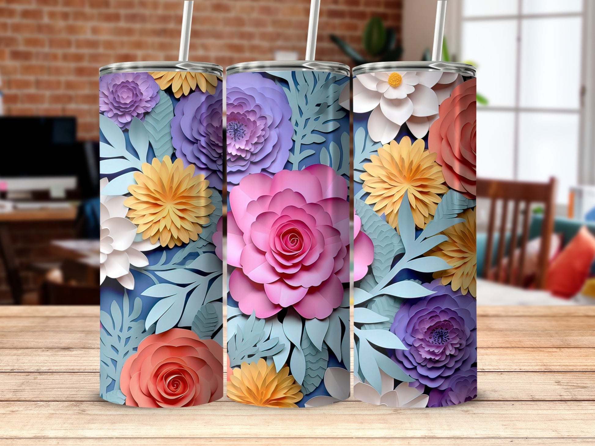 Vibrant Floral Design Skinny Tumbler Collection