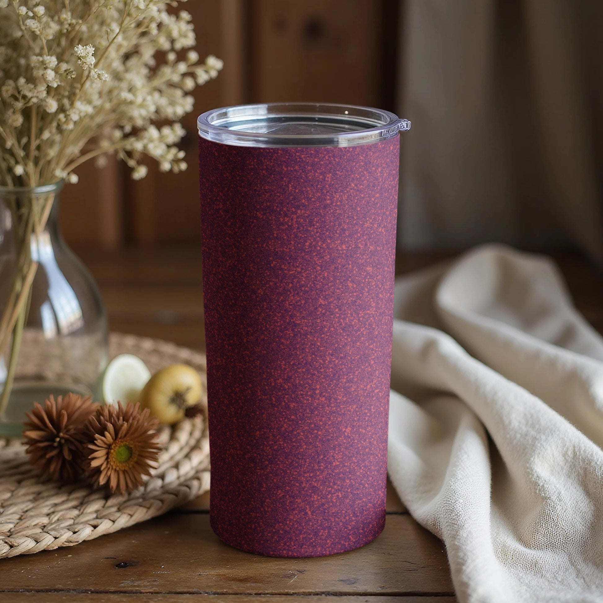 Elegant Maroon Speckled Tall Coffee Tumbler
