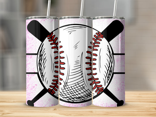 Baseball and Bats Artistic Tumbler Design