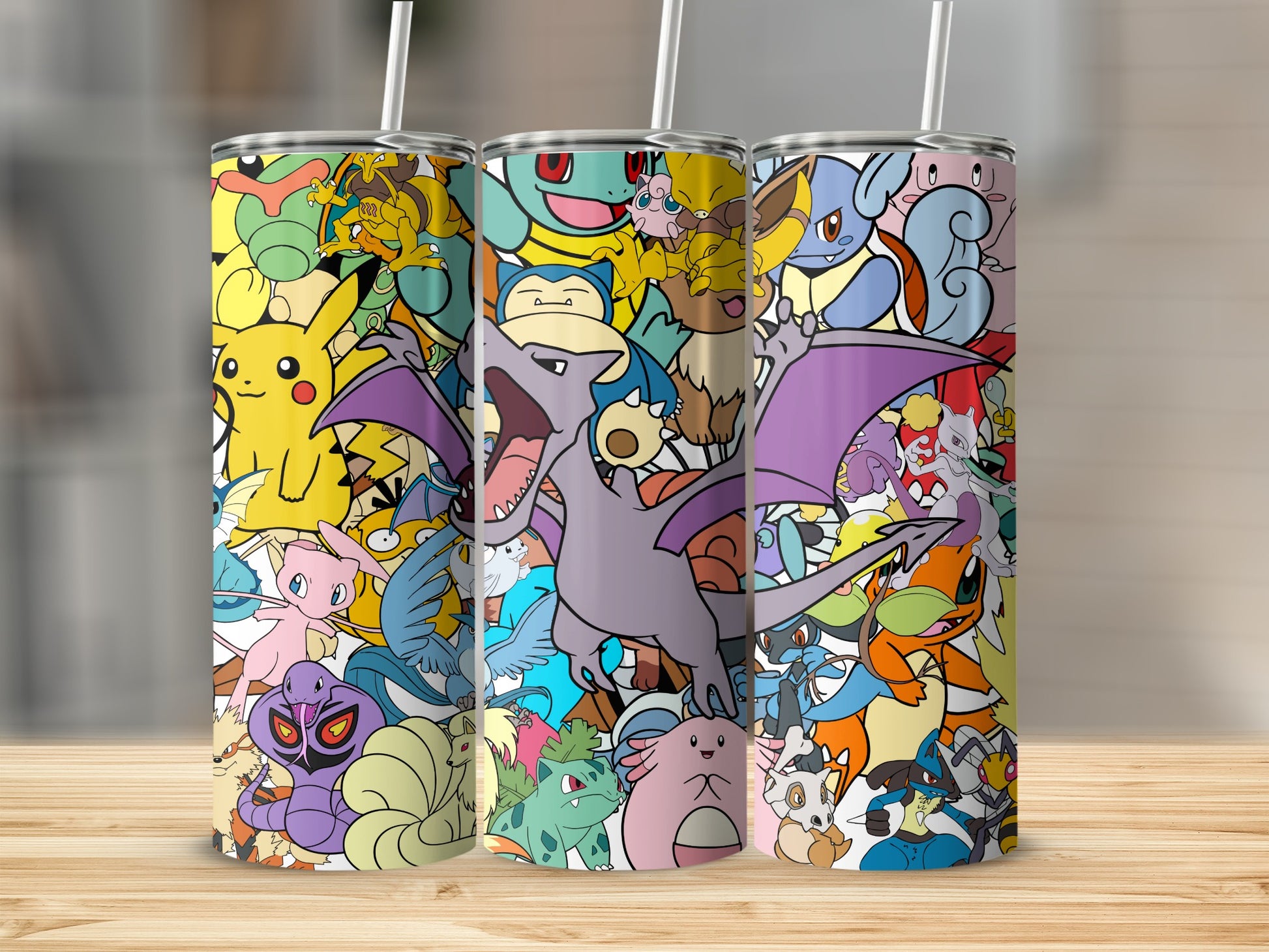 Colorful Cartoon Characters Tumbler with Straw