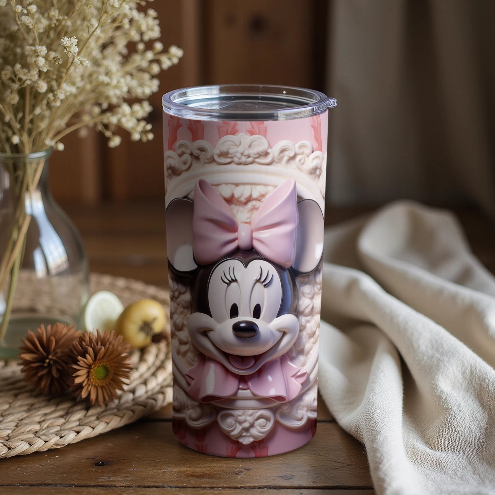 Adorable Minnie Mouse Tumbler with Pink Bow Design