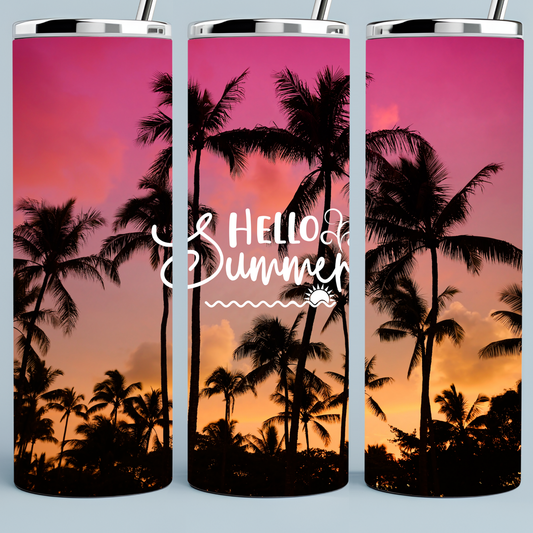 Hello Summer Bright Sun Setting Tumbler