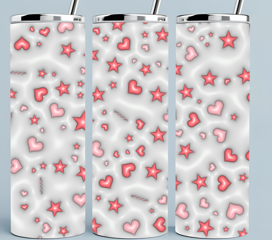 Pink stars and hearts tumbler