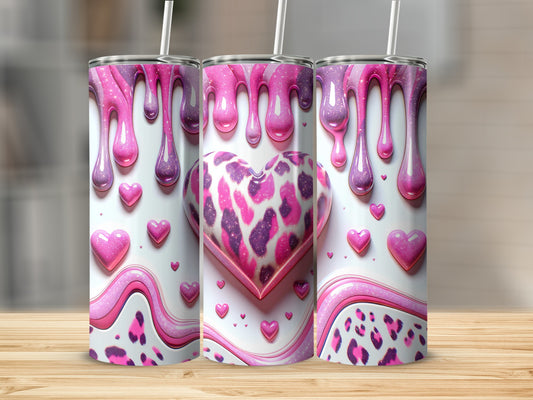 Valentine's Day! Pink And Purple Hearts on White Background Tumblers