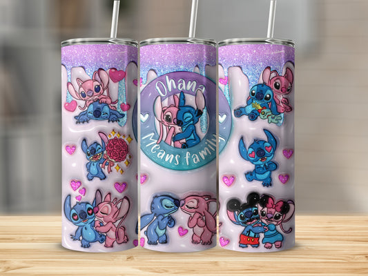 Ohana Means Family Tumbler with Cute Characters