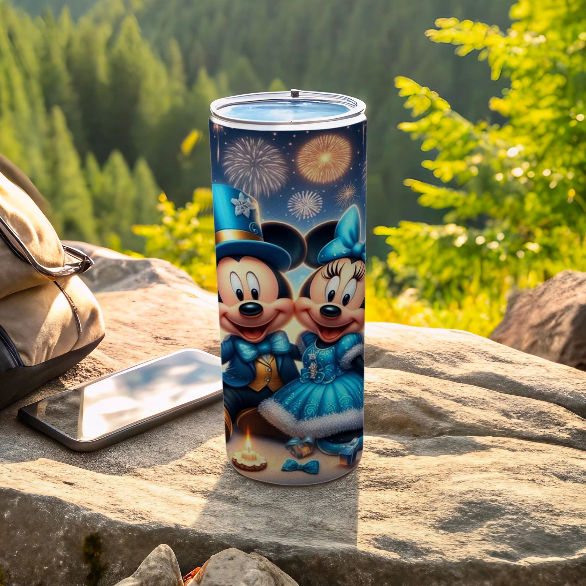 Magical Mouse Couple with Fireworks Tumbler Design