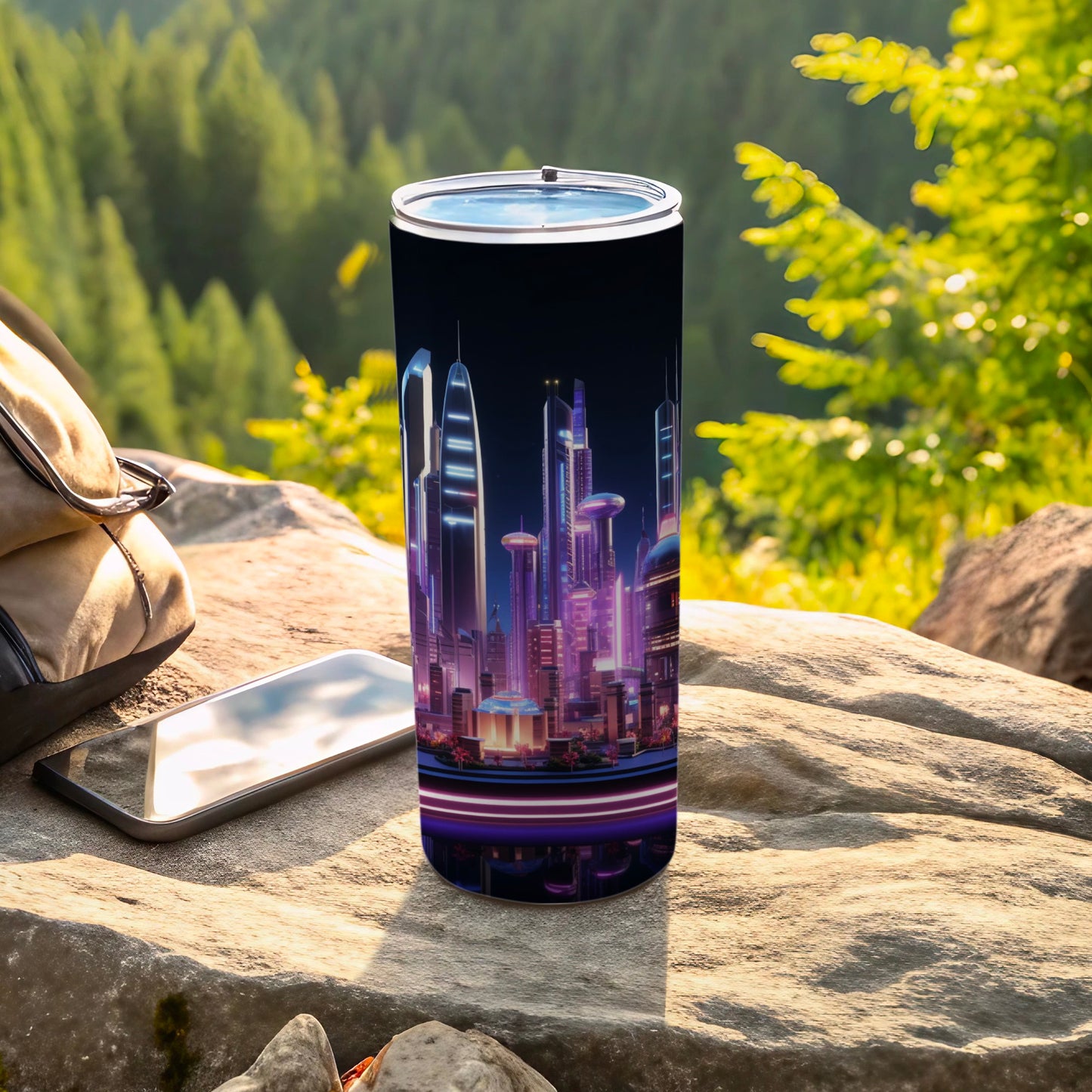 Futuristic Cityscape Insulated Travel Tumbler Cup