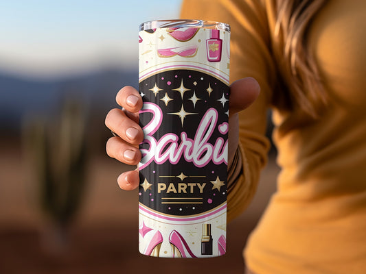 Barbie Party Themed Tumbler With Stars and Shoes