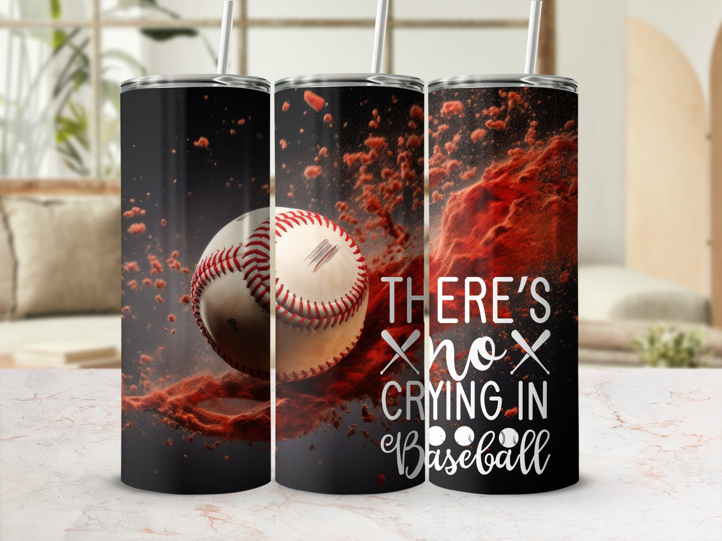 Baseball There's No Crying Quote Tumbler