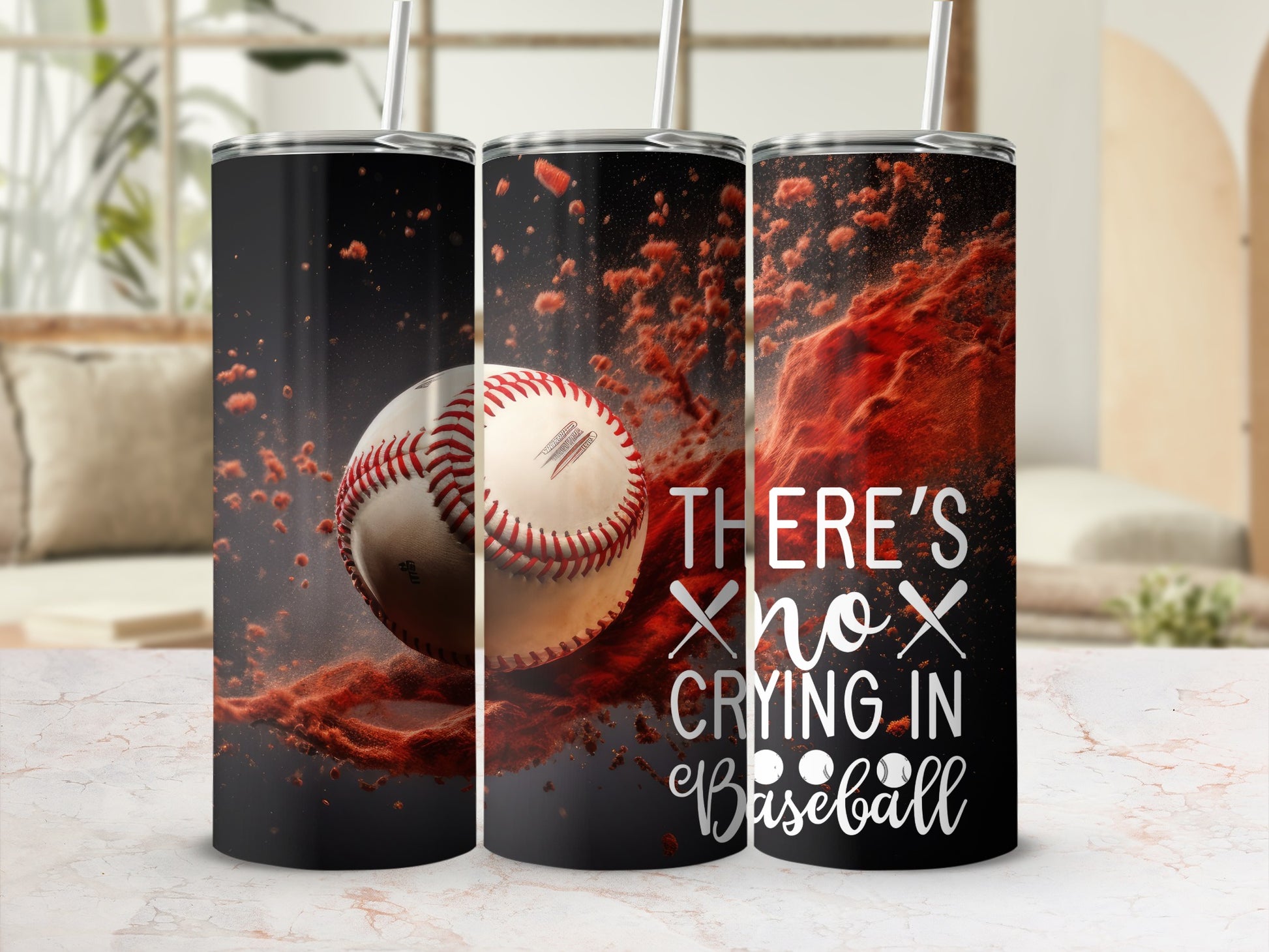 Baseball There's No Crying Quote Tumbler