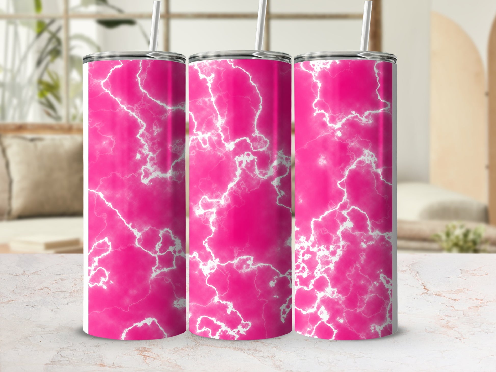 Vibrant Pink White Lightning Pattern Tumbler product type