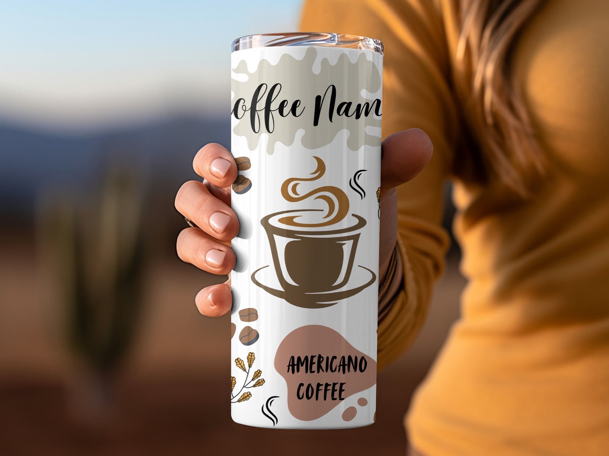 Custom Americano Coffee Tumbler With Coffee Name Design