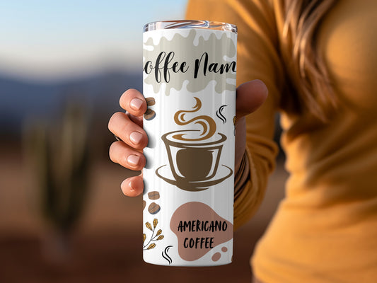 Custom Americano Coffee Tumbler With Coffee Name Design