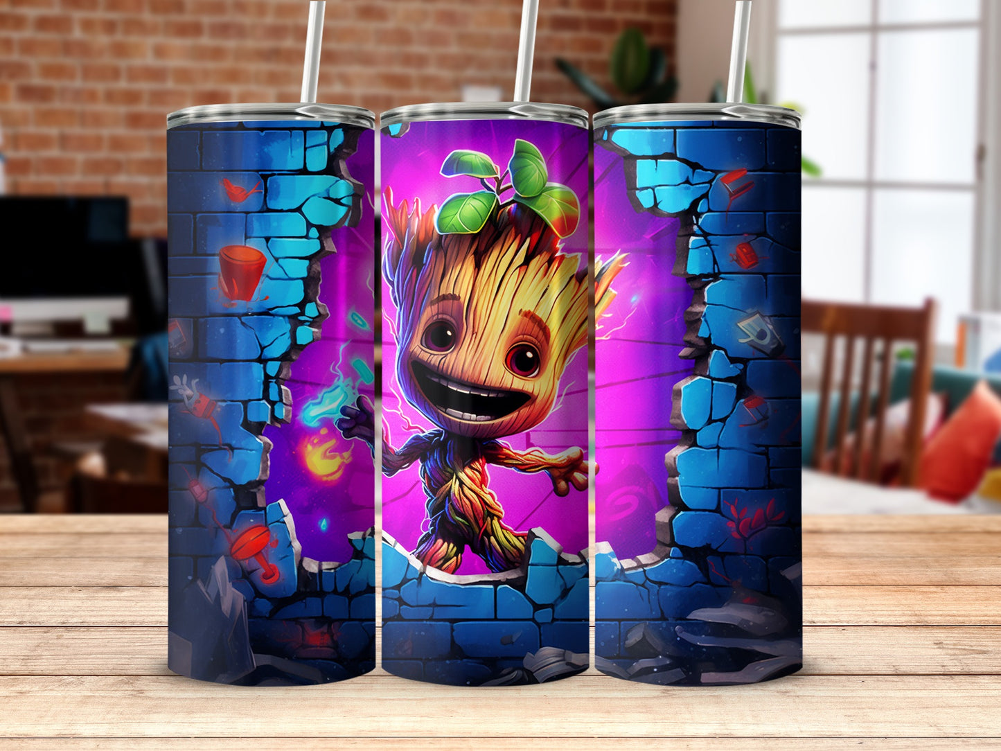 Colorful Baby Tree Character Tumbler with Straws