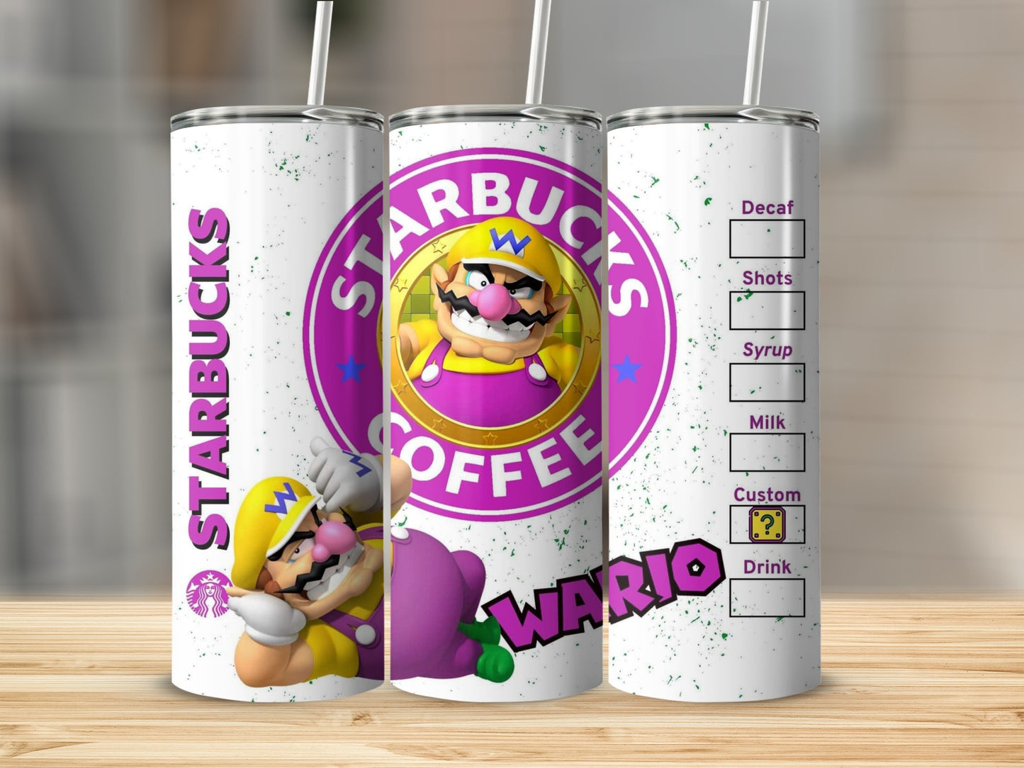 Starbucks Wario Custom Design Coffee Tumbler