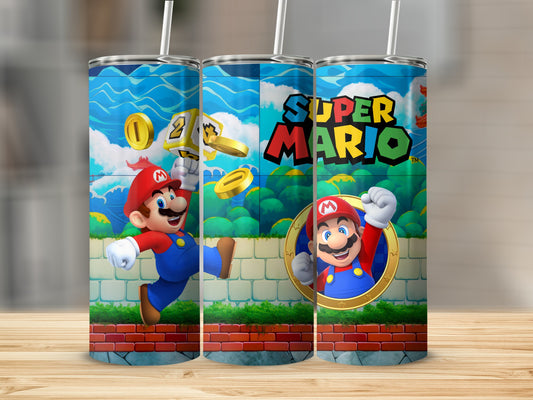 Colorful Super Mario Adventure Themed Tumbler