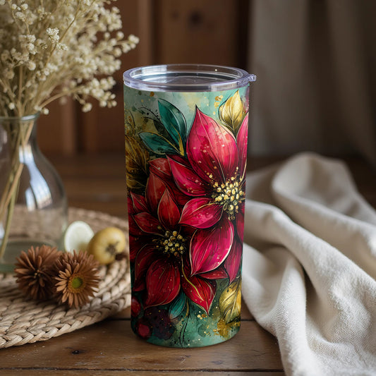 Vibrant Floral Design Tumbler with Lid for Drinks