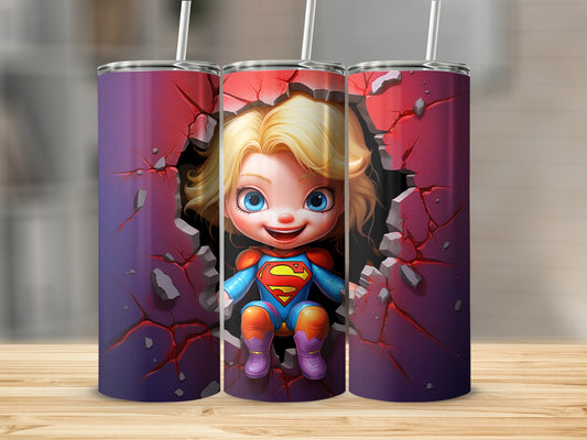 Cute Superhero Character Cracked Wall Design Product