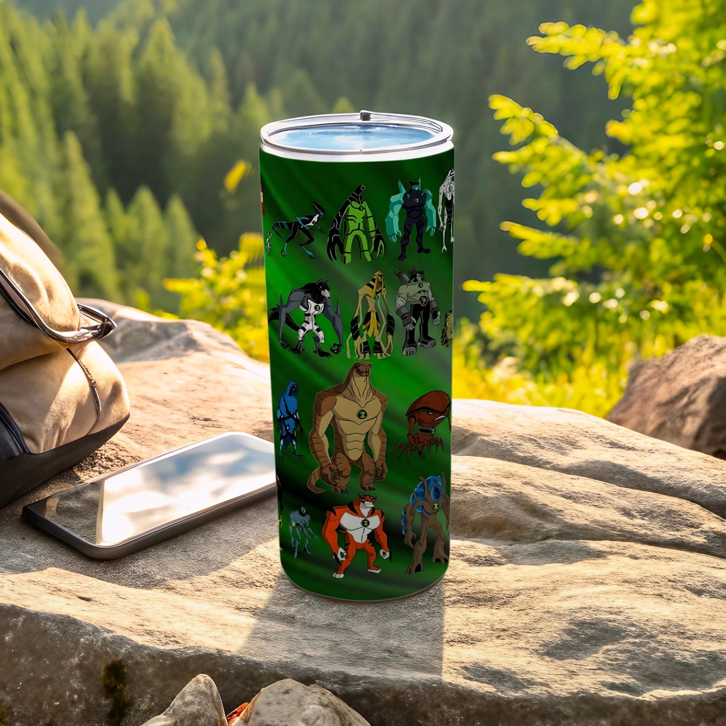 Cartoon Character Collage Design Tumbler Flask Beverage Container