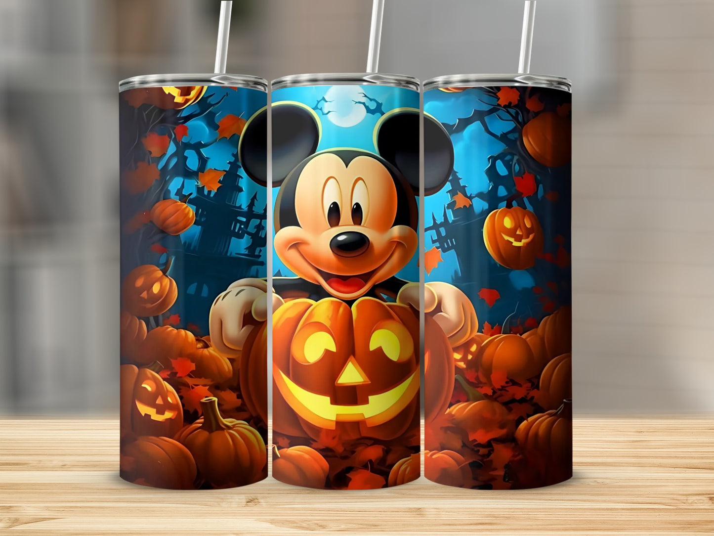 Halloween Mickey Mouse Pumpkin Design Tumbler Cup