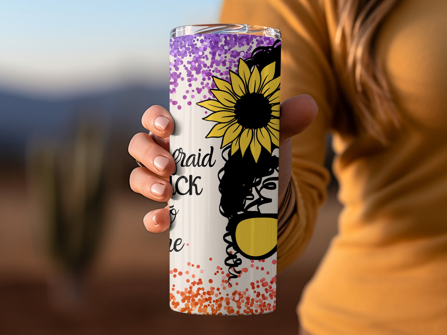 Vibrant Sunflower Design Tumbler with Inspirational Quote