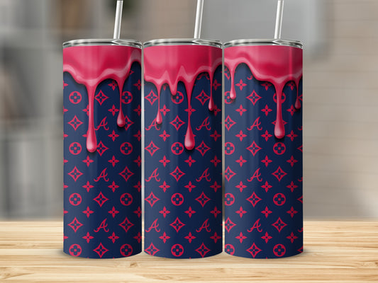 Atlanta Braves on Blue with Red Dripping Paint Tumblers