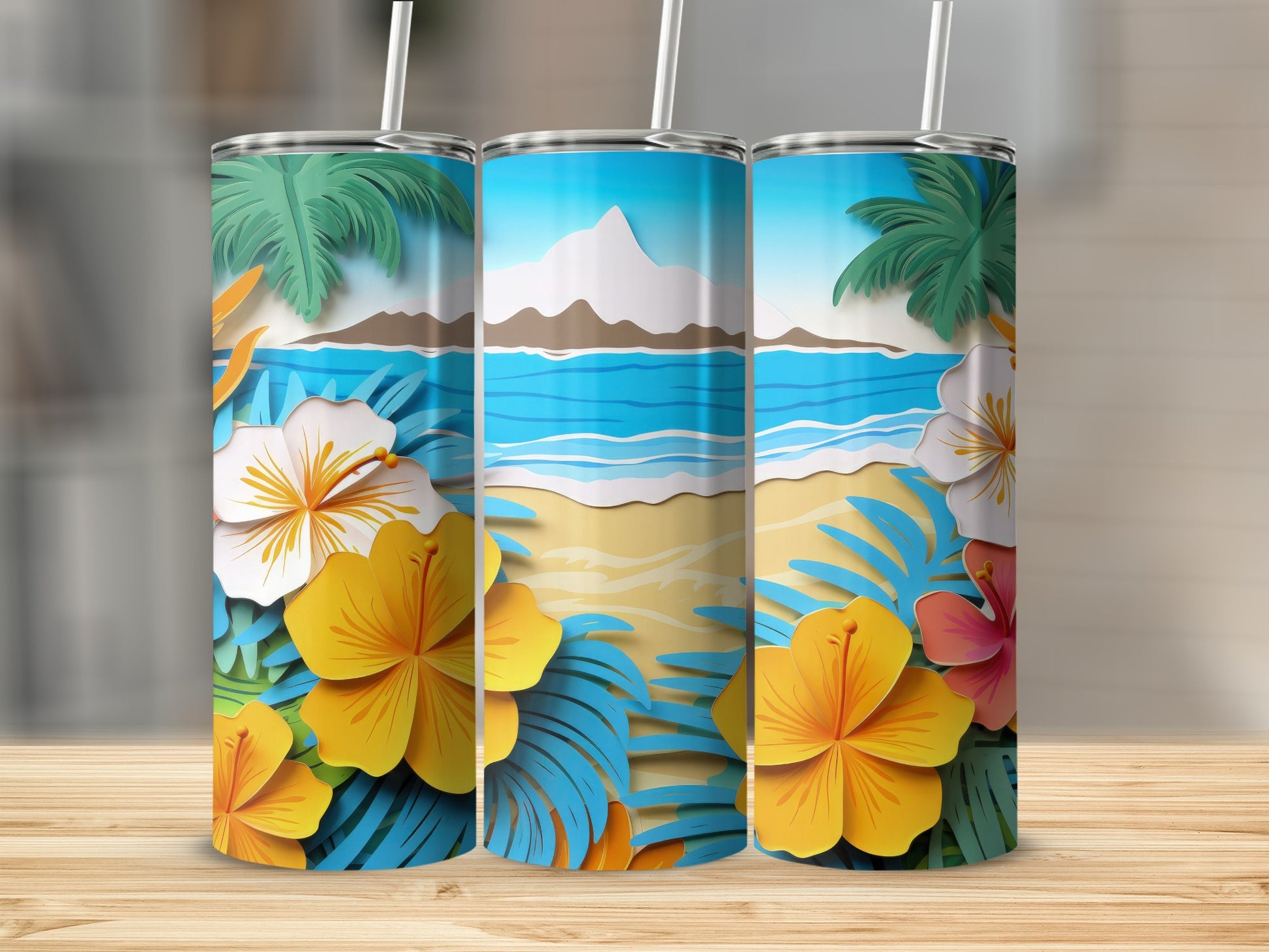 Paradise Island Hibiscus Floral Beach Tumbler Product