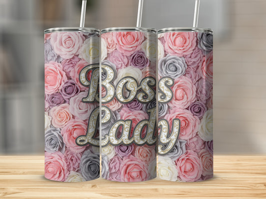 Stylish Floral Boss Lady Text Insulated Tumbler