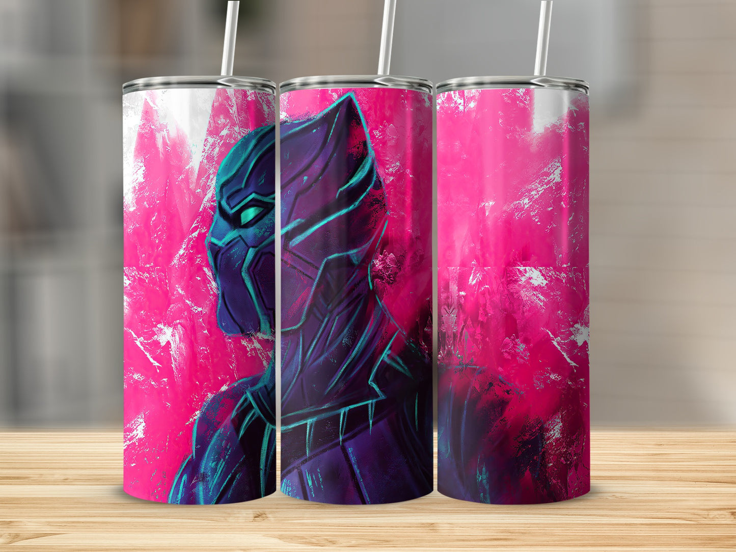 Glowing Black Panther Mask Vivid Pink Texture Tumbler product type