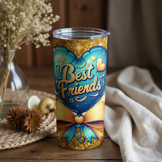 Best Friends Heart Design Tumbler For Friendship Gifts