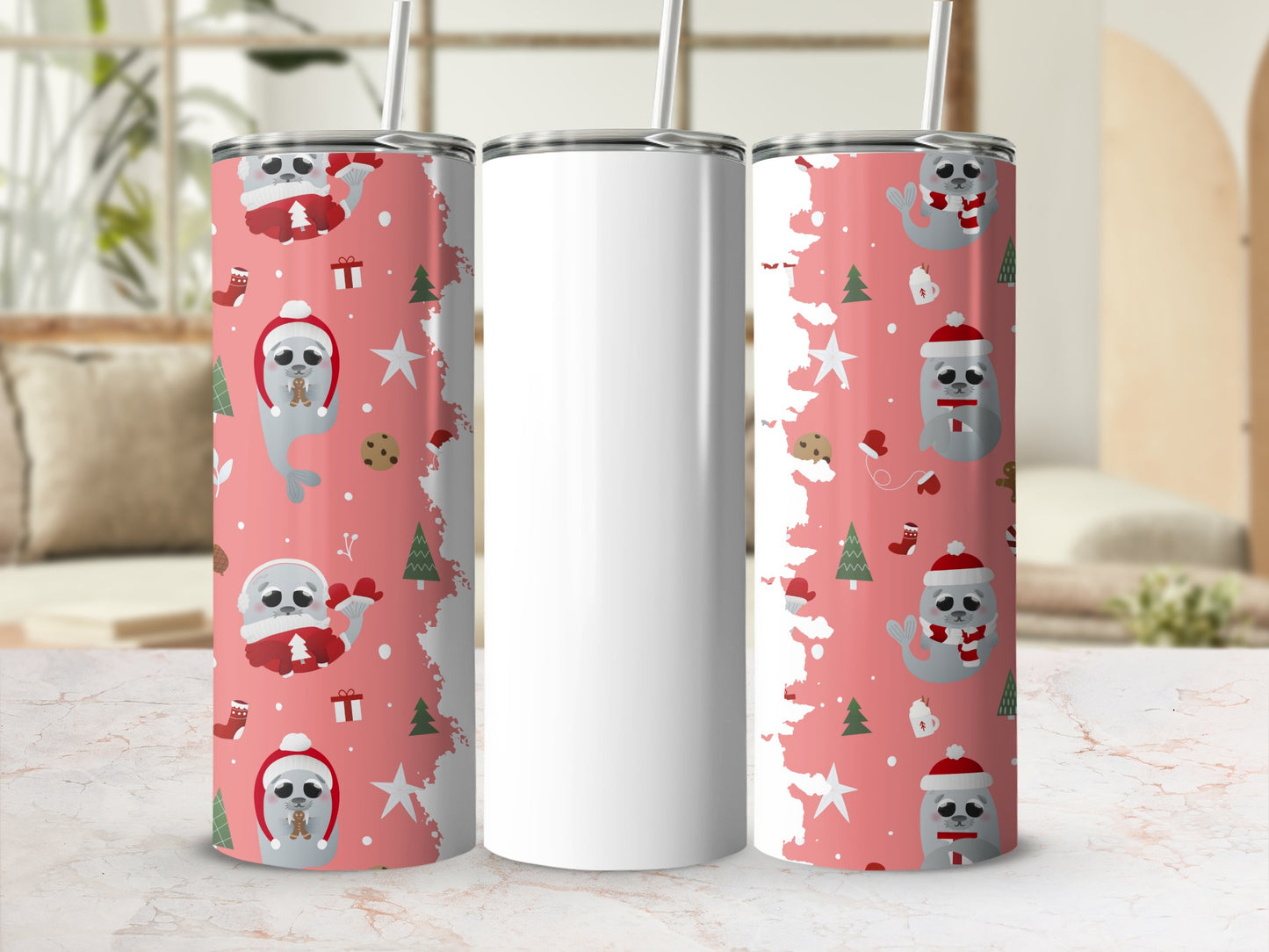 Adorable Christmas Sloth Design Tumbler Cup