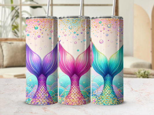 Colorful Mermaid Tails Bubbles Glitter Fantasy Tumbler product type
