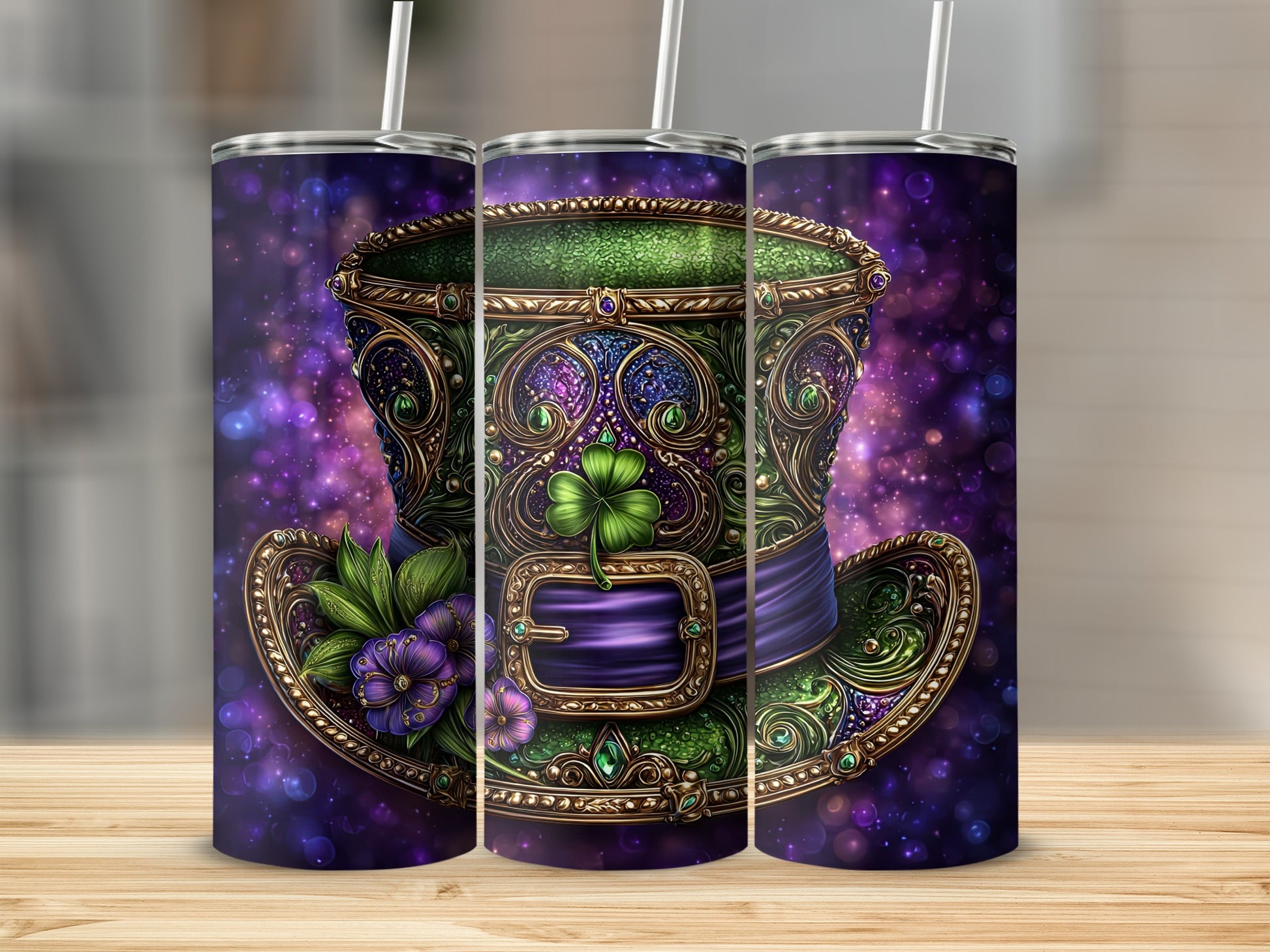 Stunning Leprechaun Hat Design on Colorful Tumbler