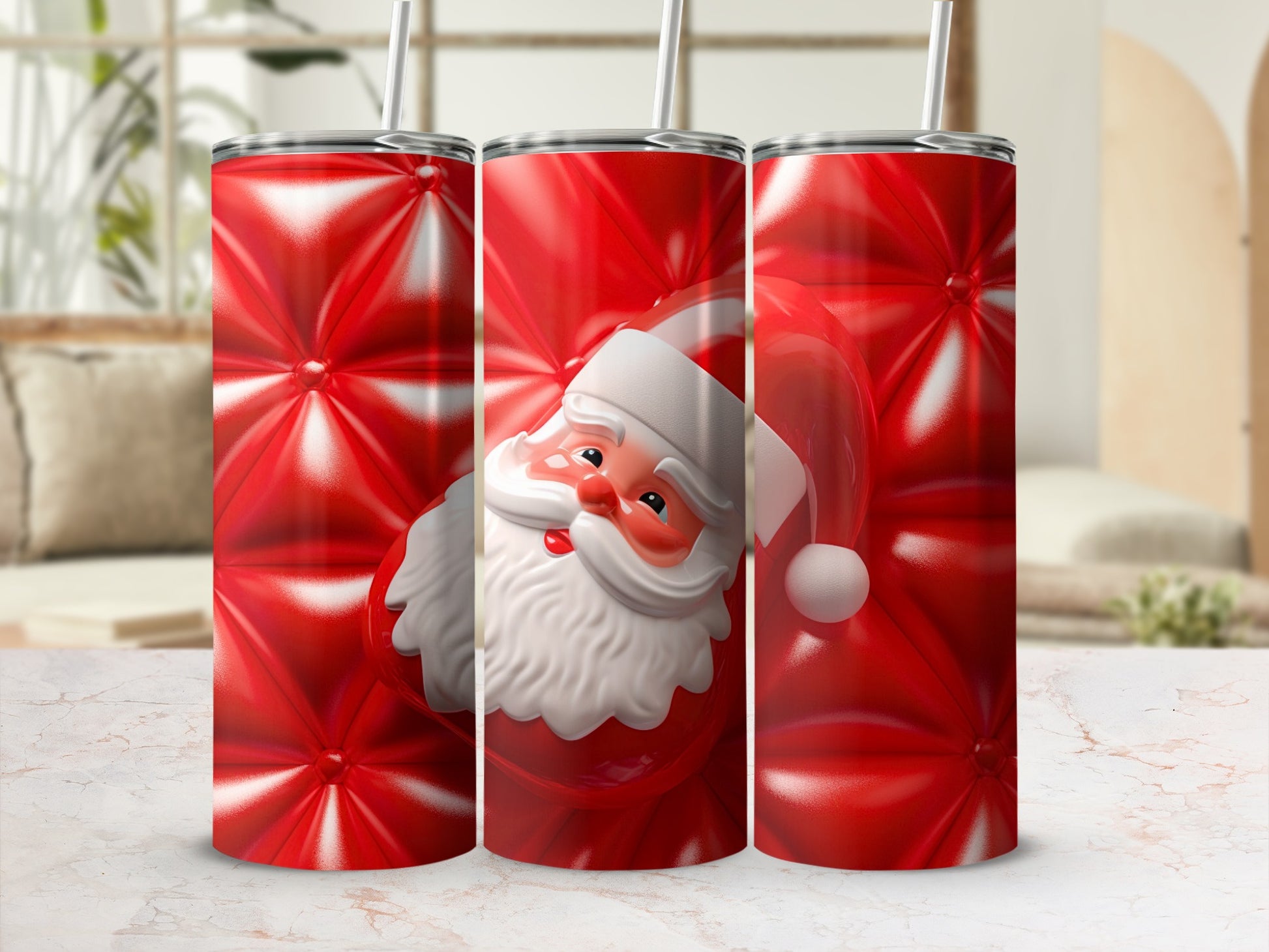 Santa Claus and Red Decor Design Tumbler