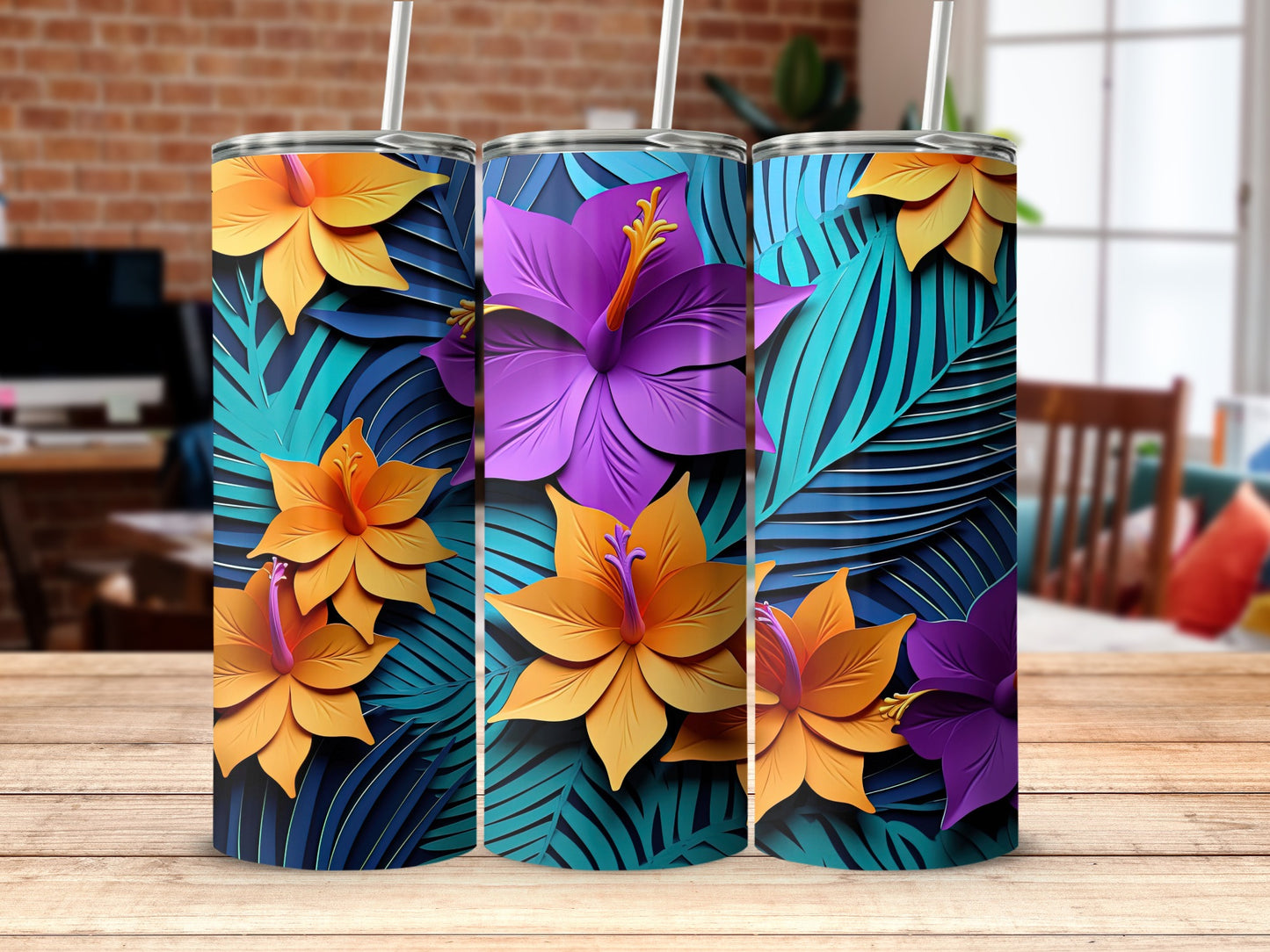 Vibrant Floral Design Tumbler for Hot and Cold Drinks